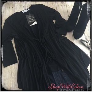 Attitudes By Renee BLACK Drape Front Cardigan